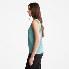 Logo Tank Top for Women in teal Timberland For Sale