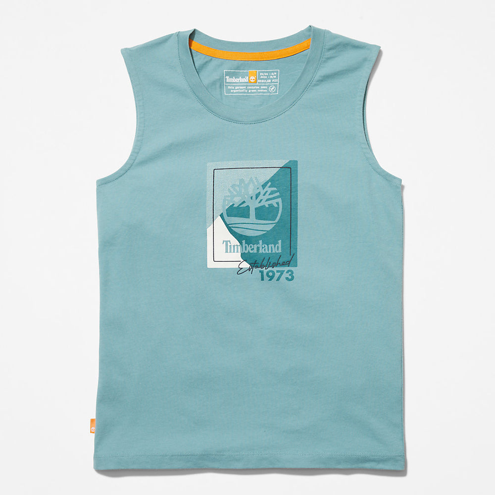 Logo Tank Top for Women in teal Timberland For Sale