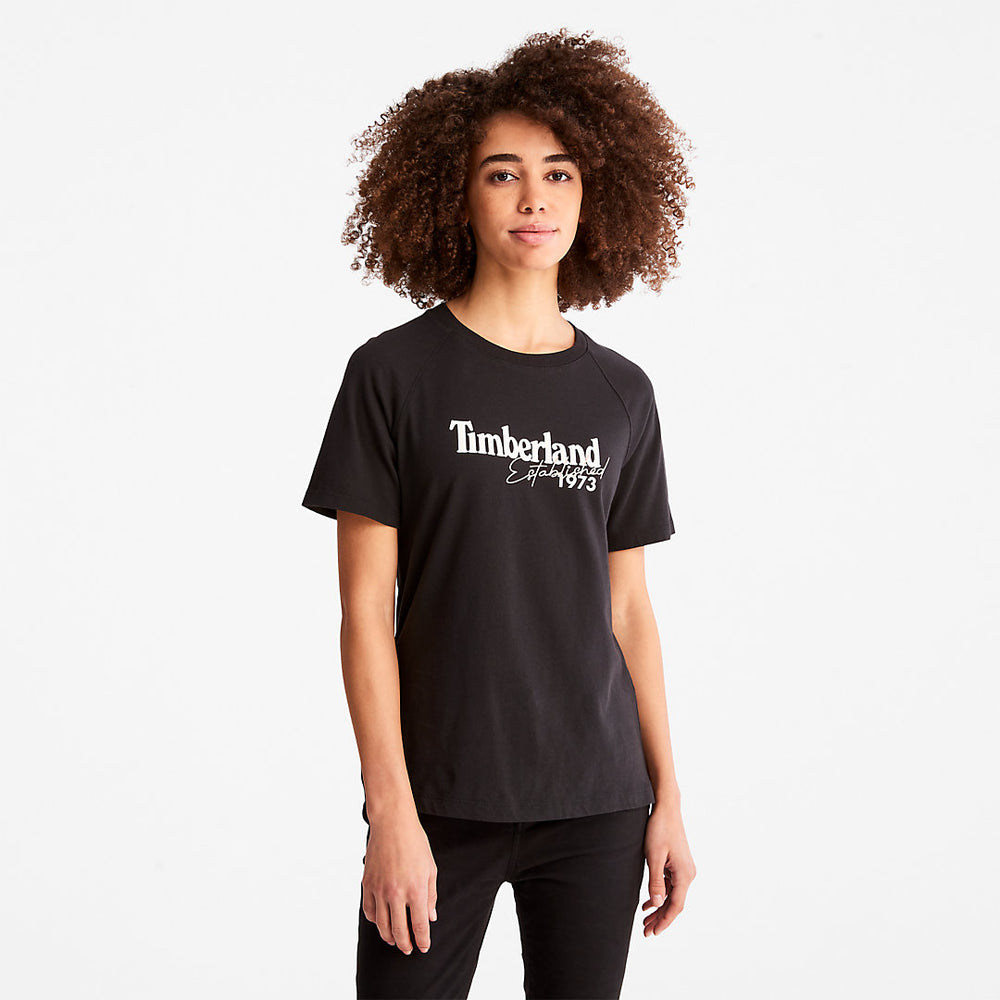 Raglan-sleeve Logo T-Shirt for Women in Black Timberland Outlet