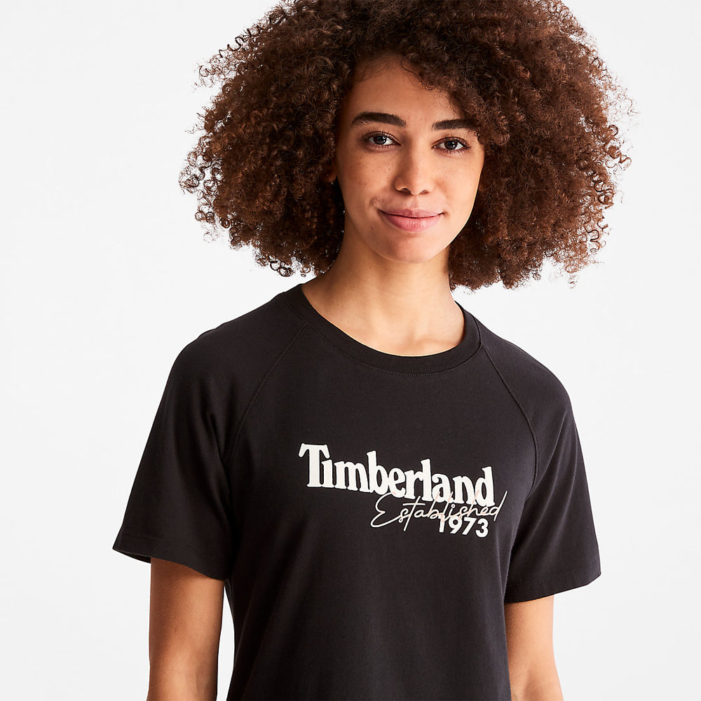 Raglan-sleeve Logo T-Shirt for Women in Black Timberland Outlet