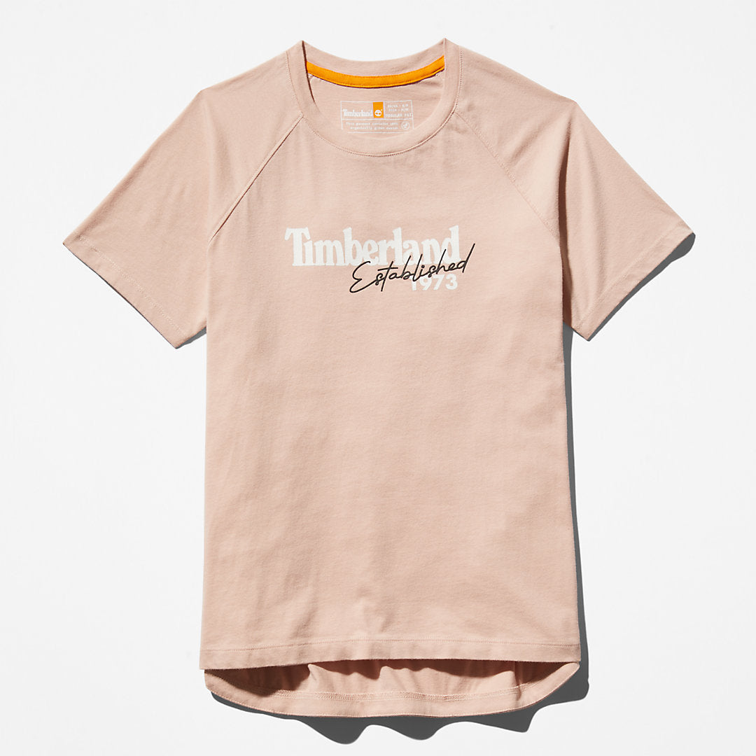 Raglan-sleeve Logo T-Shirt for Women in Light Pink Timberland Sale