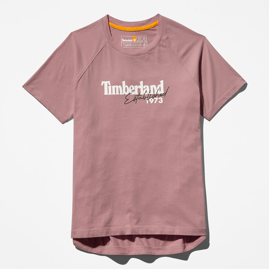 Raglan-sleeve Logo T-Shirt for Women in Pink Timberland Discount