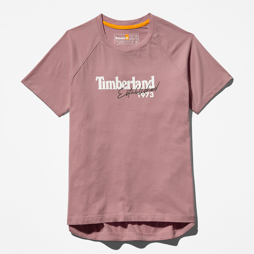 Raglan-sleeve Logo T-Shirt for Women in Pink Timberland Discount