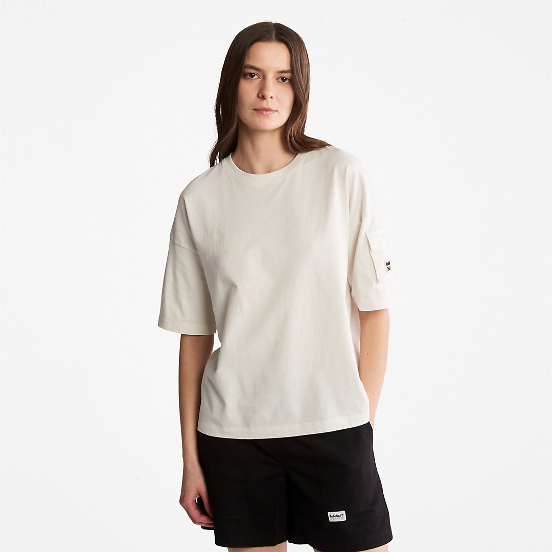 Progressive Utility Pocket T-Shirt for Women in White Timberland On Sale