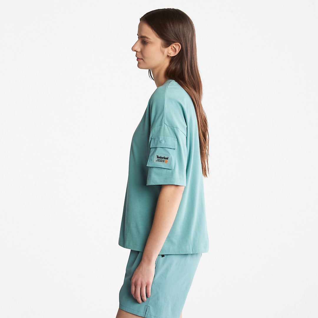 Progressive Utility Pocket T-Shirt for Women in Teal Timberland For Sale
