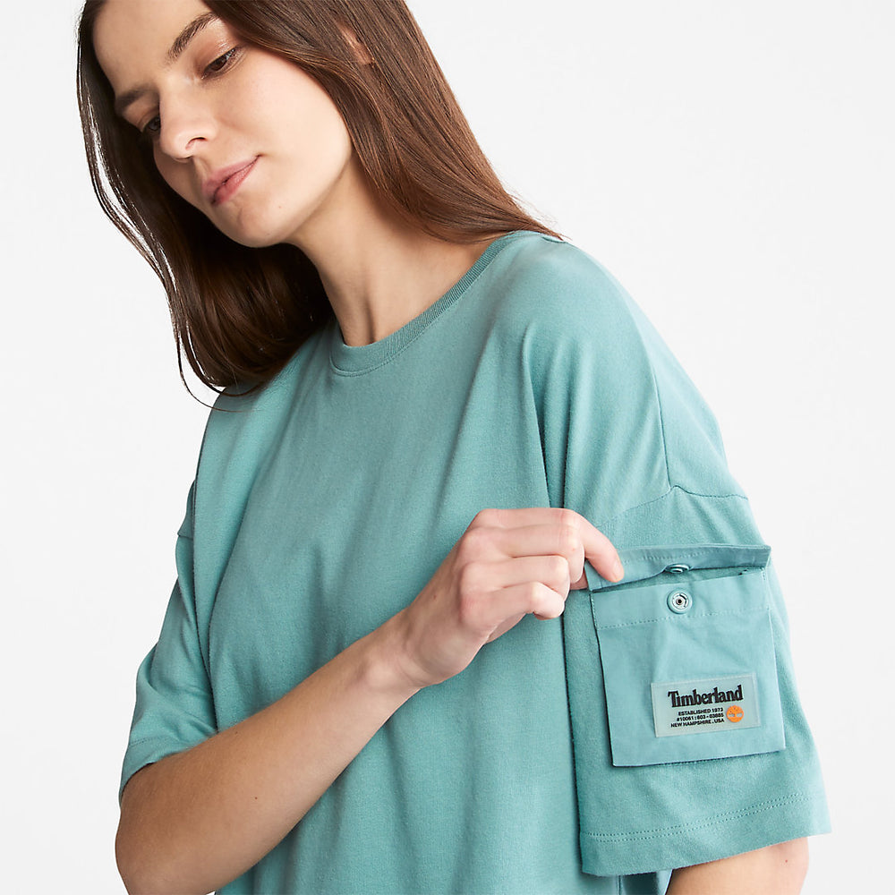 Progressive Utility Pocket T-Shirt for Women in Teal Timberland For Sale