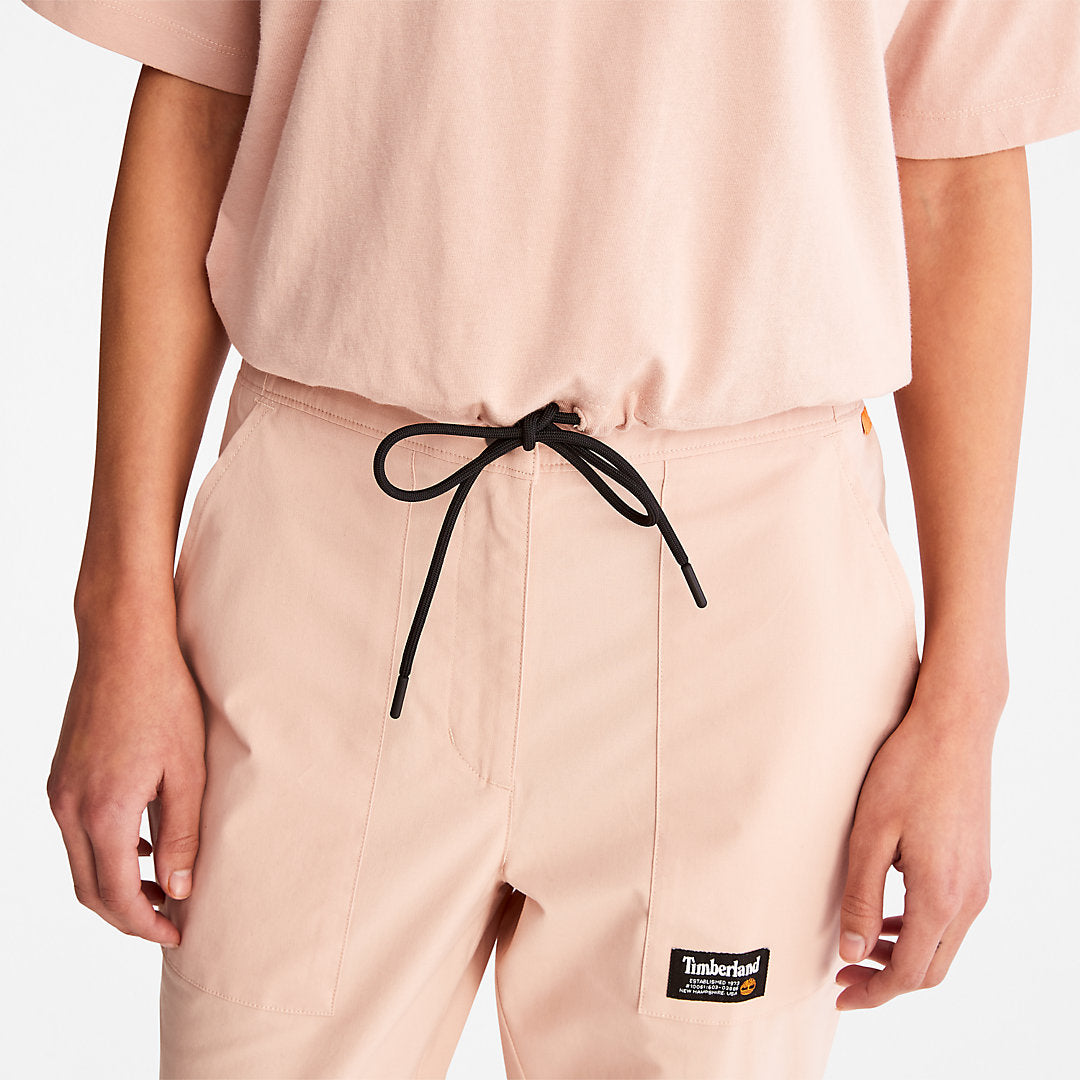 Cropped T-Shirt with Drawstring Hem for Women in Pink Timberland US