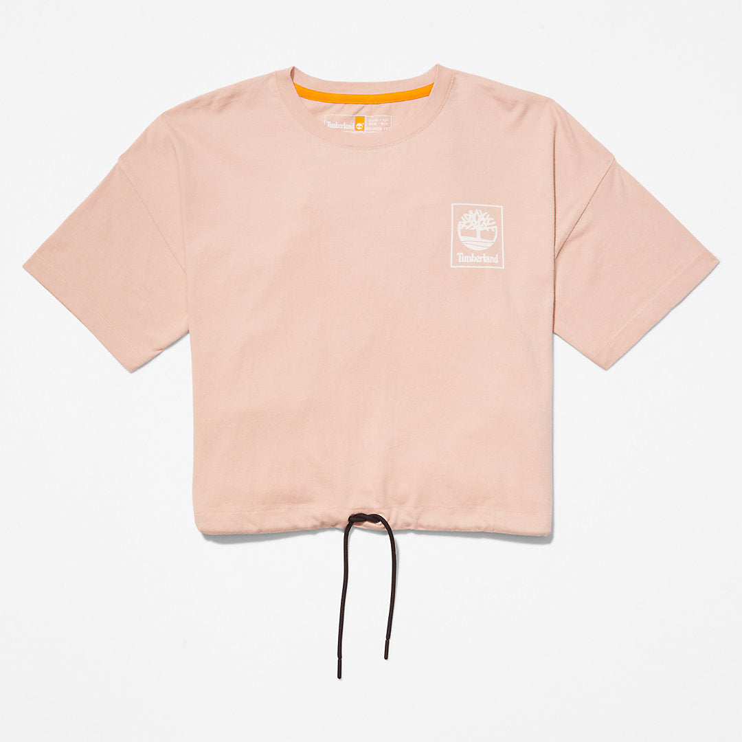 Cropped T-Shirt with Drawstring Hem for Women in Pink Timberland US