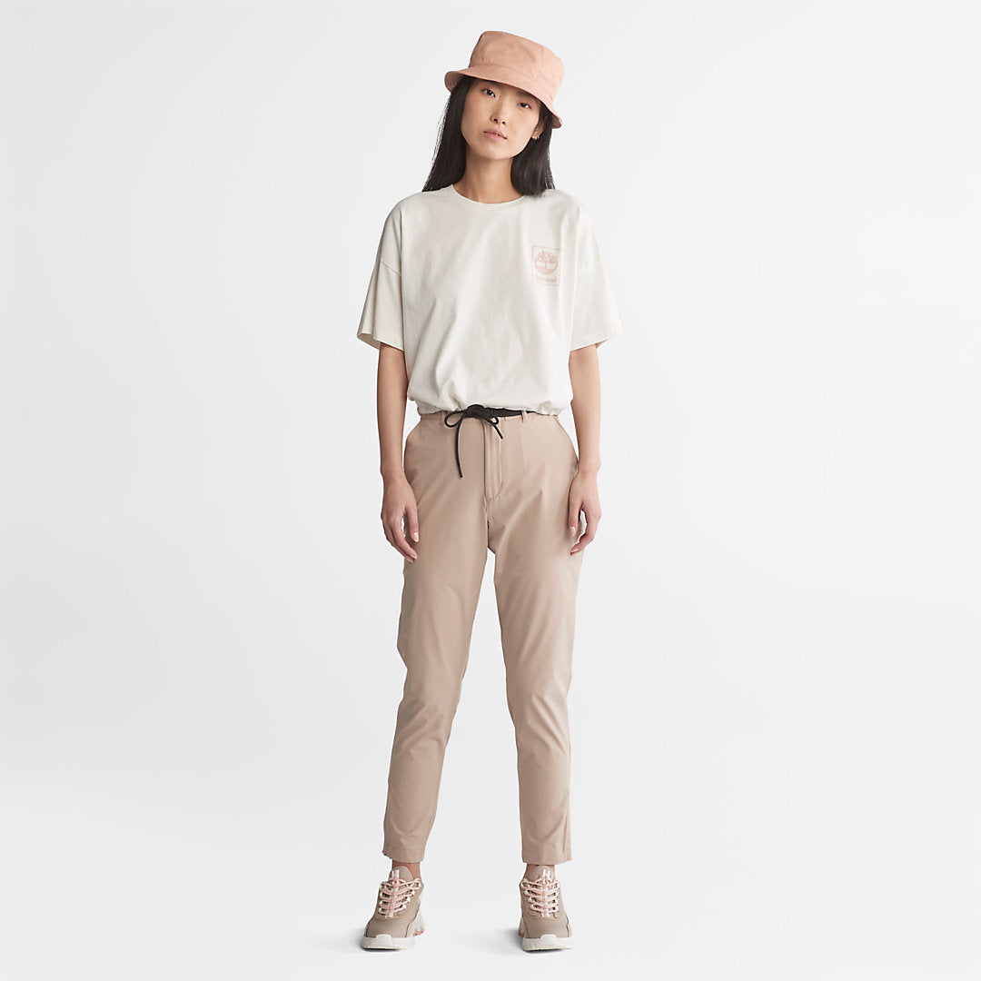 Cropped T-Shirt with Drawstring Hem for Women in White Timberland On Sale