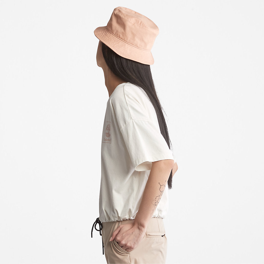 Cropped T-Shirt with Drawstring Hem for Women in White Timberland On Sale