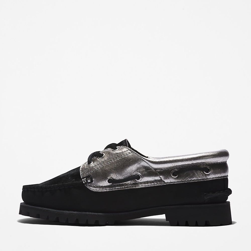 Timberland® Noreen 3-Eye Boat Shoe for Women in Silver Timberland US