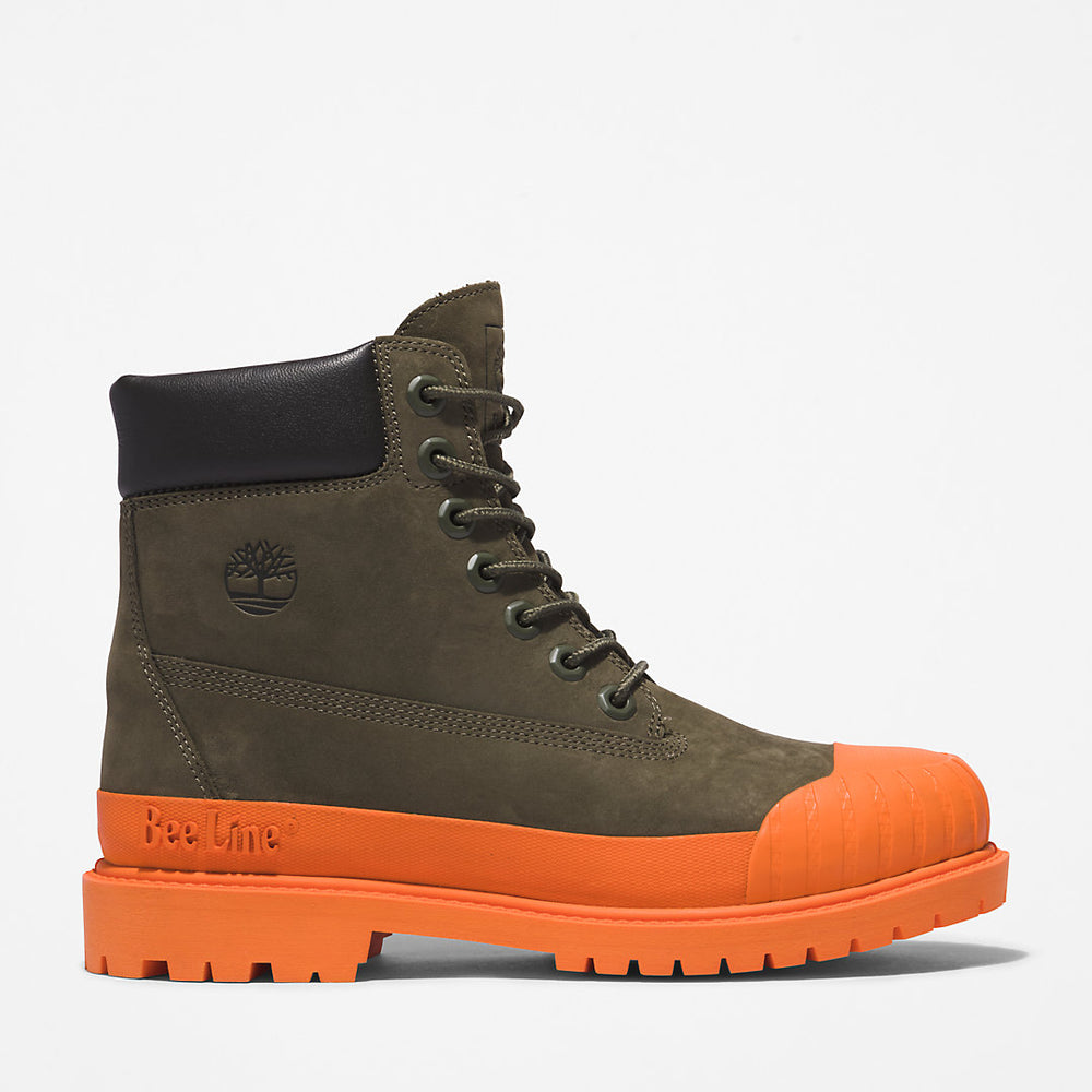 Bee Line x Timberland® 6 Inch Rubber Toe Boot for Women in Dark Green/Orange Timberland US