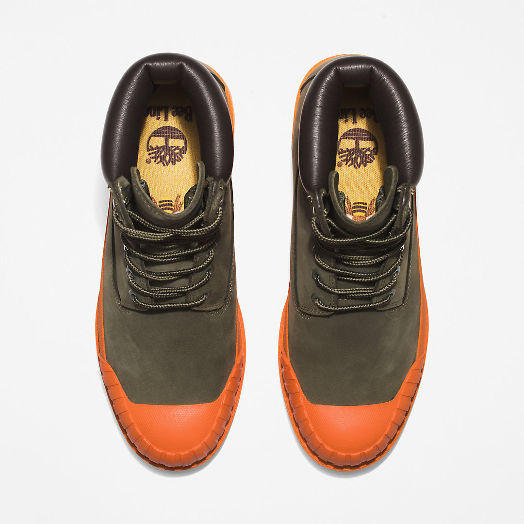 Bee Line x Timberland® 6 Inch Rubber Toe Boot for Men in Dark Green/Orange Timberland On Sale