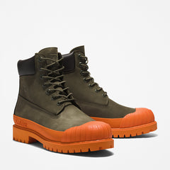 Bee Line x Timberland® 6 Inch Rubber Toe Boot for Men in Dark Green/Orange Timberland On Sale