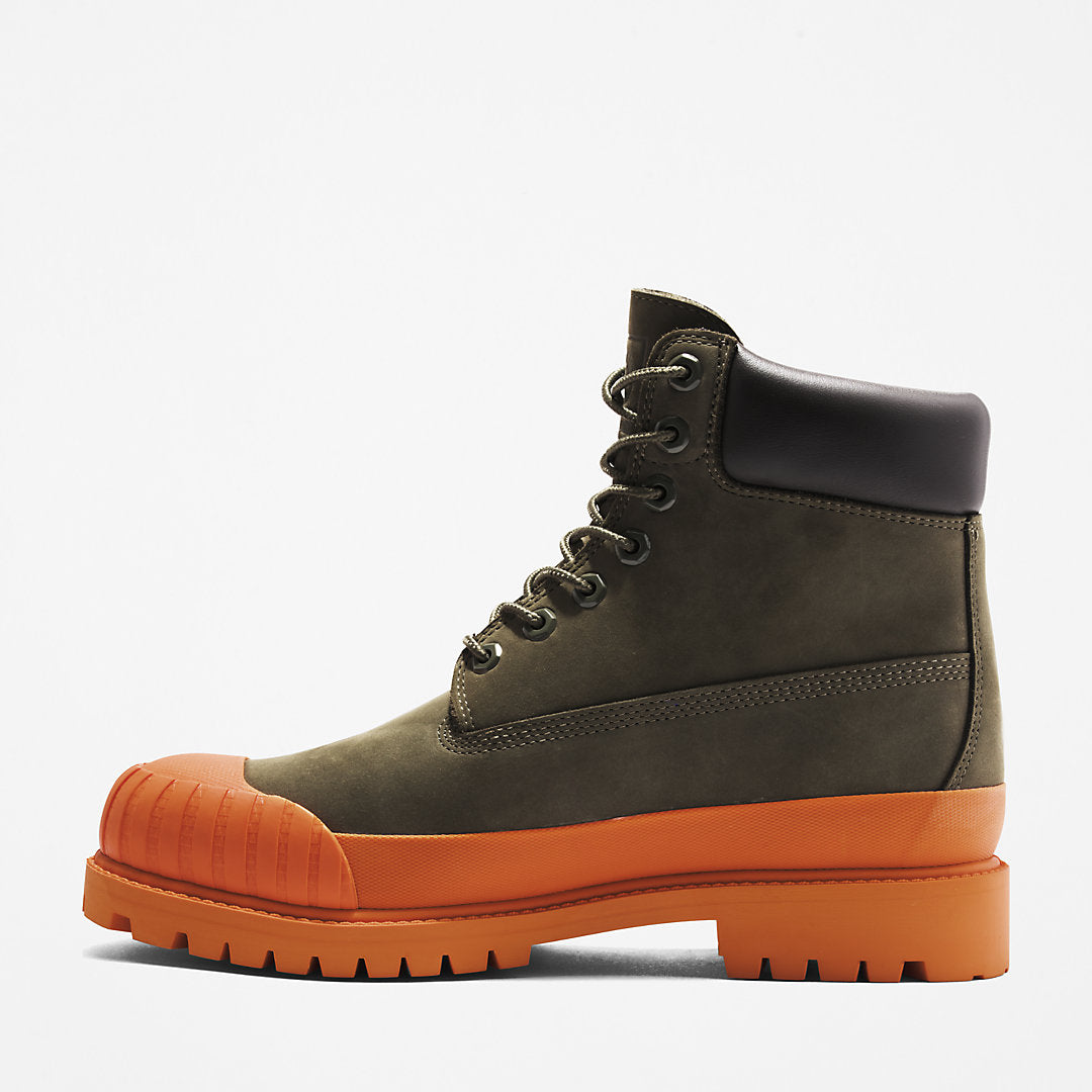 Bee Line x Timberland® 6 Inch Rubber Toe Boot for Men in Dark Green/Orange Timberland On Sale