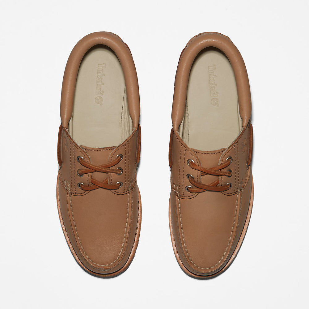 Timberland® Noreen 3-Eye Boat Shoe for Women in Beige Timberland Sale